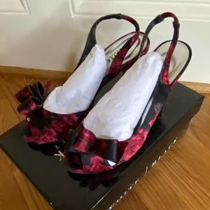 White House Black Market Peep Toe Floral Heels